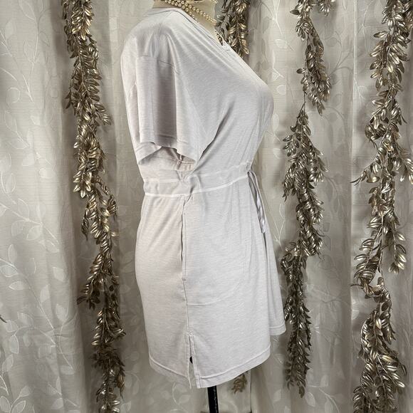 Athleta Crosscurrent Cover Up Dress M Gray Lounge Travel Drawstring Waist Tunic - Picture 3 of 14